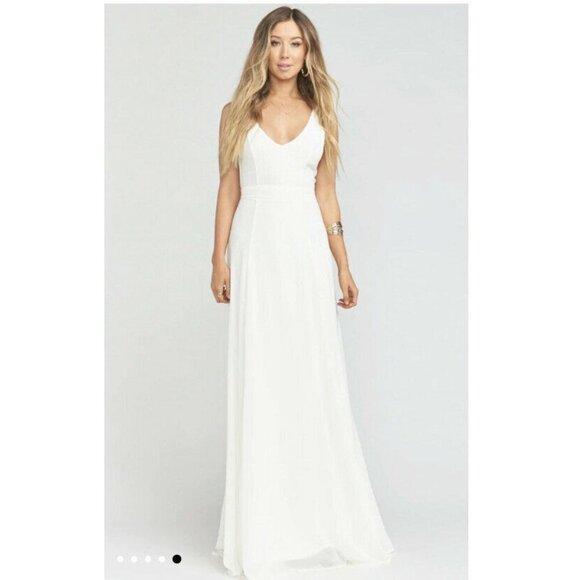 Show Me Your‎ Mumu Womens Jenn Maxi Dress Chiffon Wedding Cake Bridesmaid SZ M